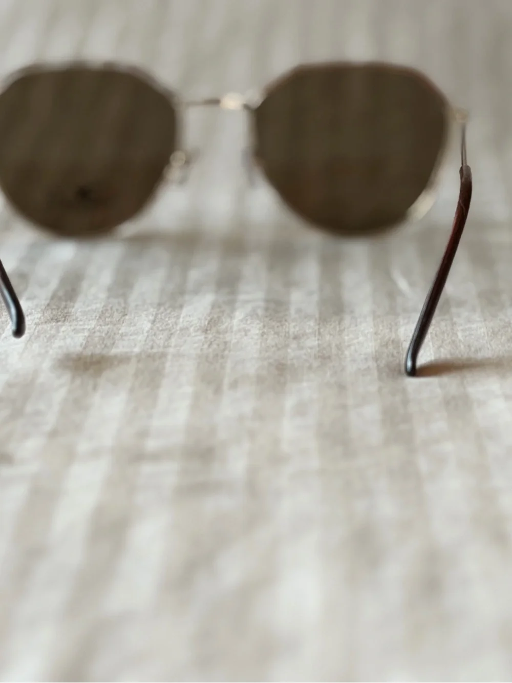Gold Metal Round Sunglasses with Brown Lenses